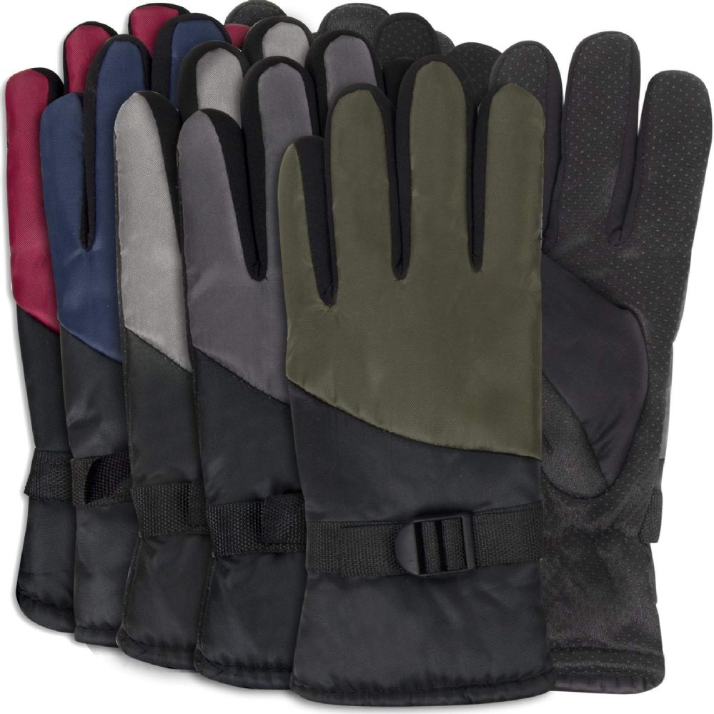 50 Wholesale Adult Winter Color Block Gloves - Assorted Colors
