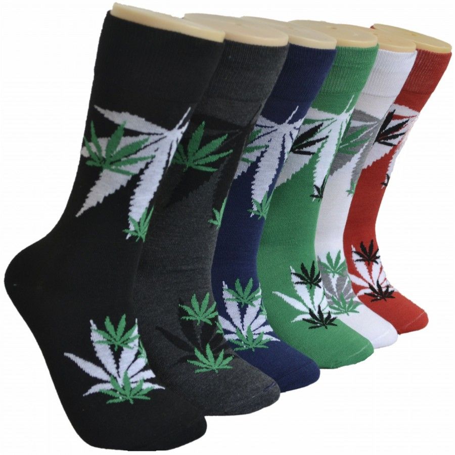 288 Wholesale Men's Novelty Socks Leaf Print