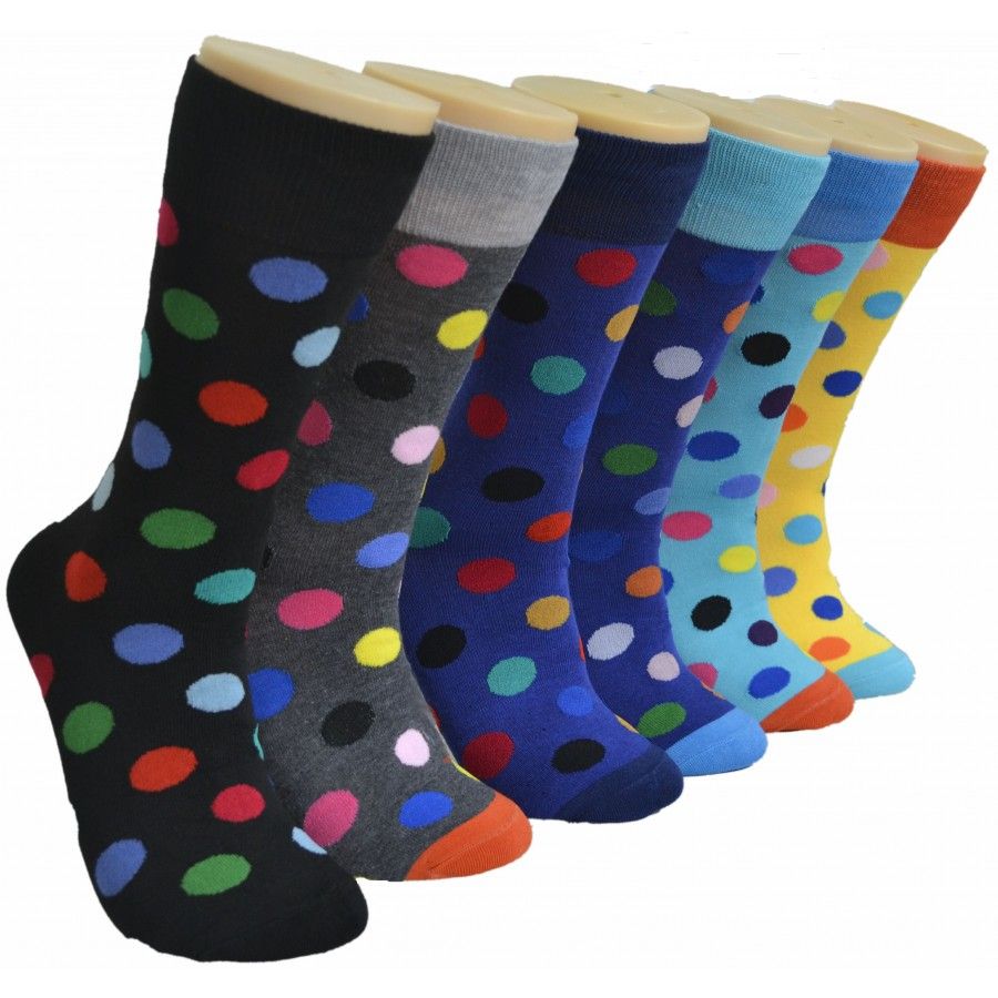 288 Wholesale Men's Novelty Socks Dot Print