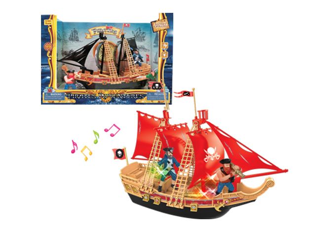 16 Pieces of Pirate Ship Play Set With Light And Sound