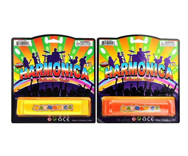 288 Bulk 5.5 Inch Harmonica On Card Solid Yellow And Orange