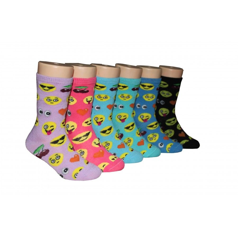 480 Wholesale Emoji Girls Crew Socks