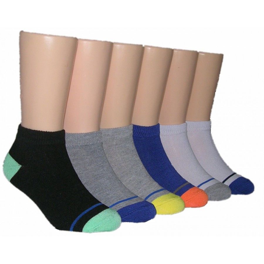 480 Wholesale Boys Assorted Colors Low Cut Ankle Socks