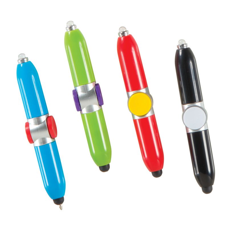 Fidget Spinner Pen with LED Light Writable Spinning Pen Metal Ballpoint Pen  