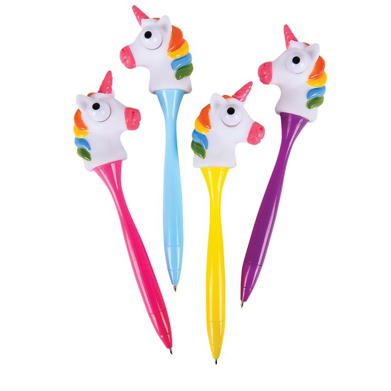 24 Wholesale Pop Out Eye Unicorn Pens