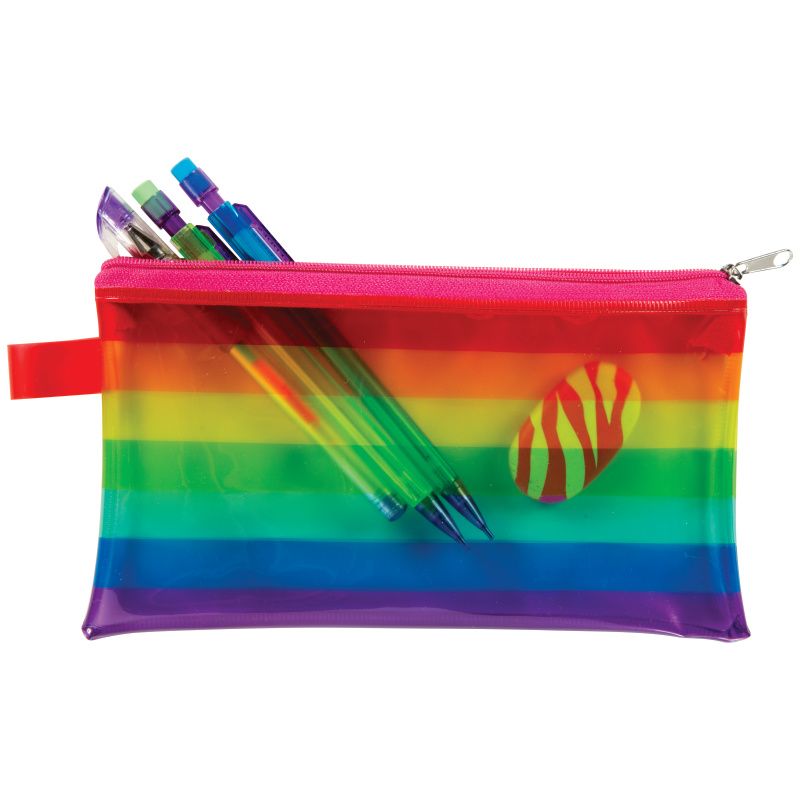 24 Wholesale Rainbow View Pencil Pouches