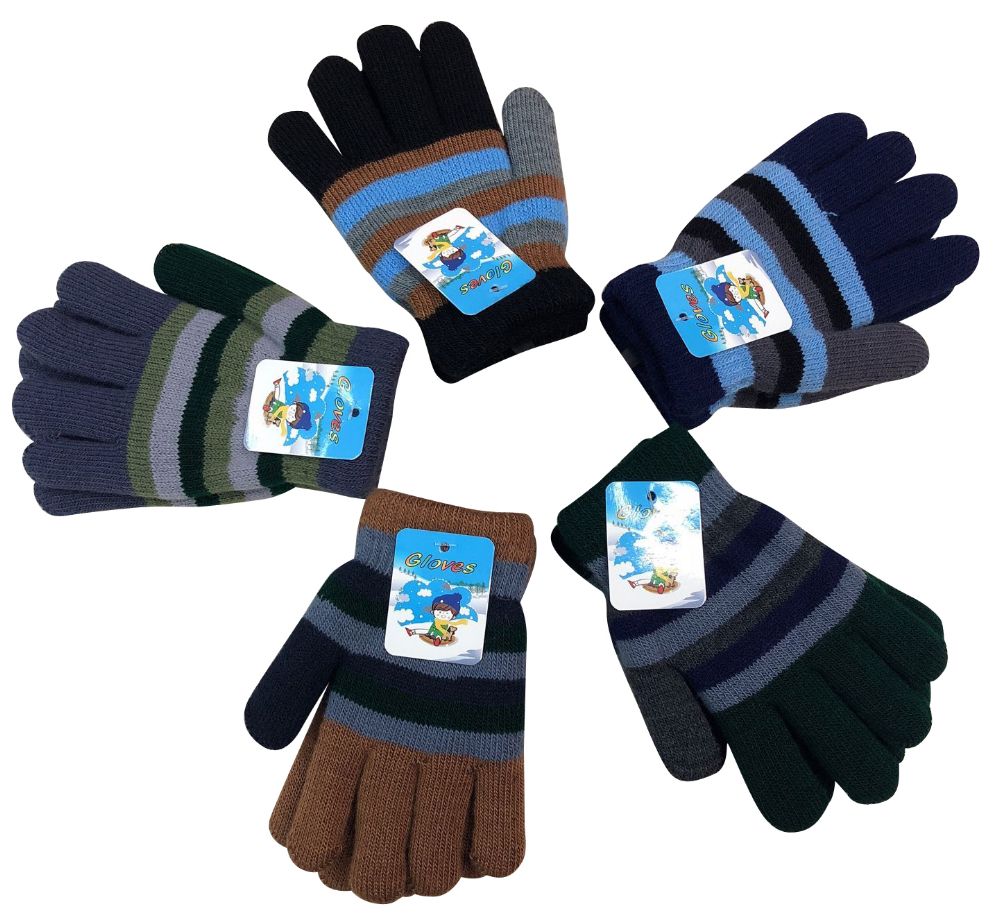 72 Pairs of Kids Striped Gloves