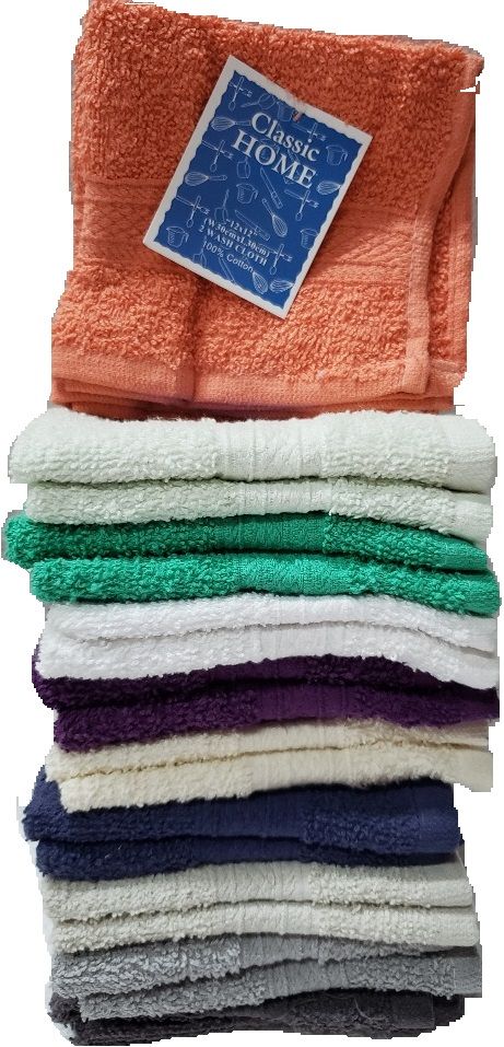 36 Wholesale 2 Pk 12x12 Heavy Solid Color Washcloth