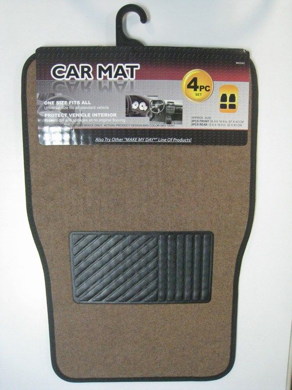 12 Pieces of Car Mat 4 Piece Dark Tan Fabric