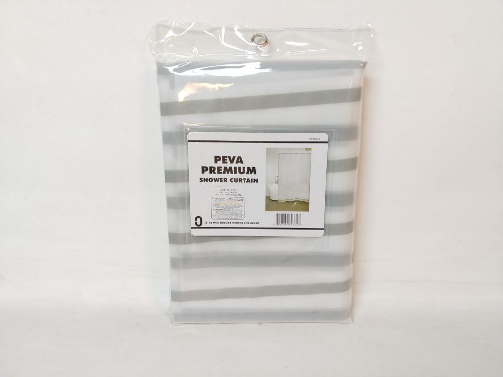 12 Pieces of Premium Peva Shower Curtain W/ Hooks