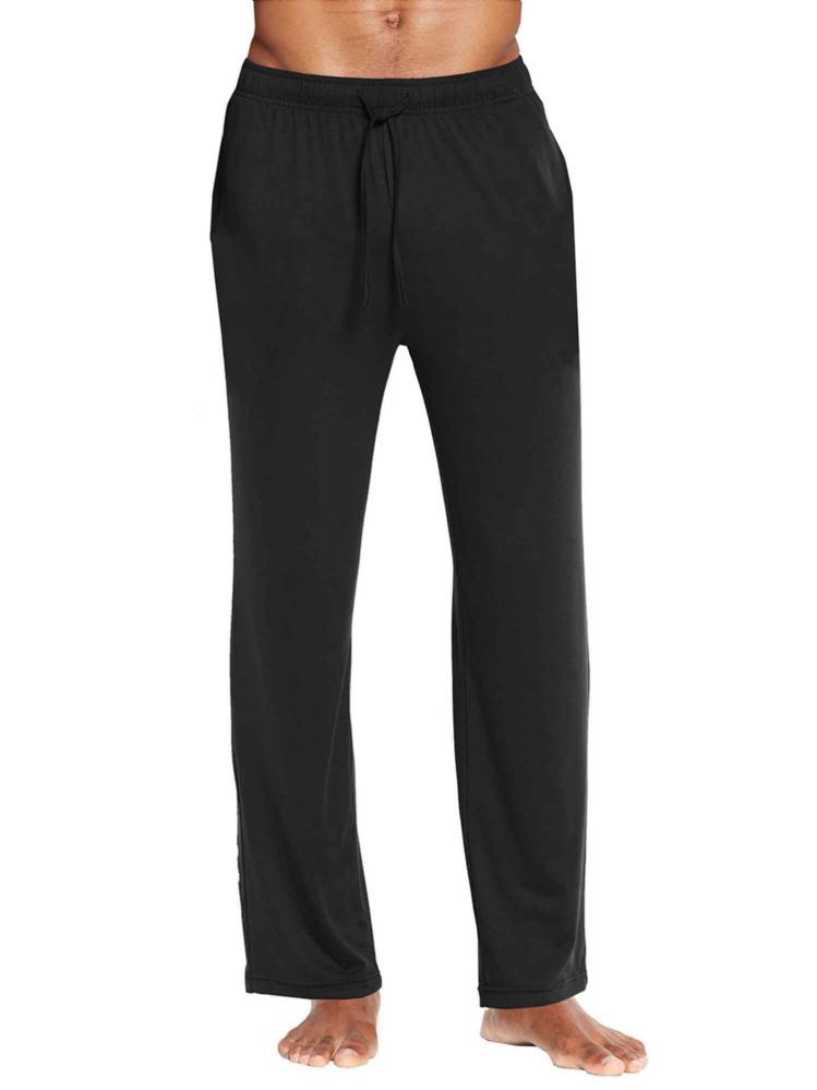 12 Pieces of Assorted Size Mens Solid Knit Pajama Pants In Black