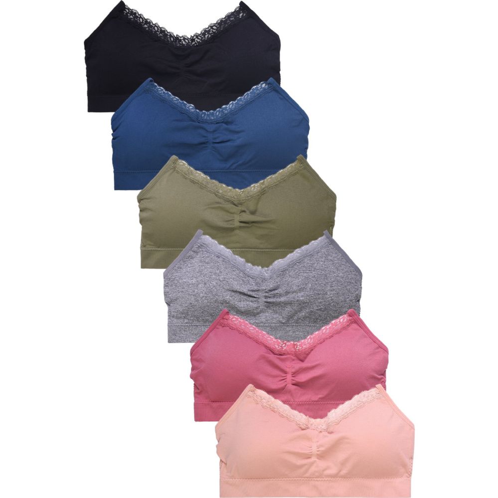 144 Bulk Sofra Ladies Full Cup Plain Lace D Cup Bra - 3 Hooks & Wide Strap  - at 