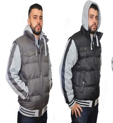12 Wholesale Men's Nylon Fleece Hooded Jacket In Solid Black