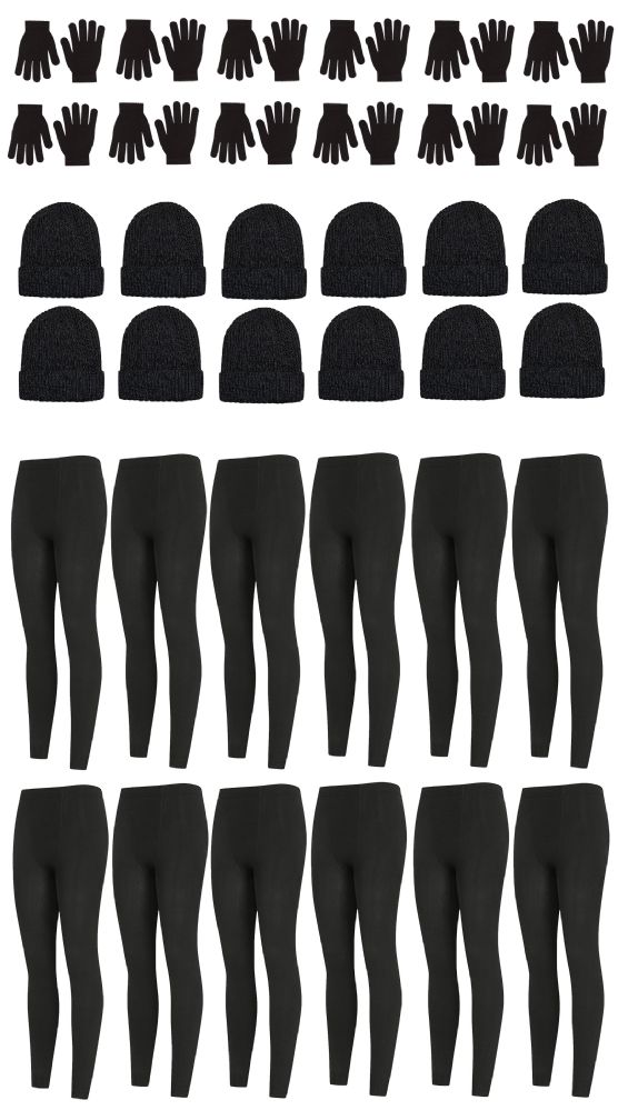 36 Pieces of Yacht & Smith Womens Fleece Winter Sets Hat, Gloves And Thermal Fleece Lined Leggings