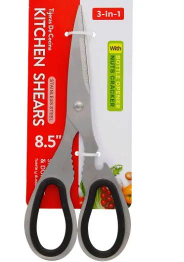 24 Wholesale Stainless Steel 3 In1 Kitchen Scissors 8.5 Inch