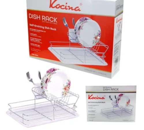 6 Pieces of Dish Rack With Plastic Cutlery Rack White Tray