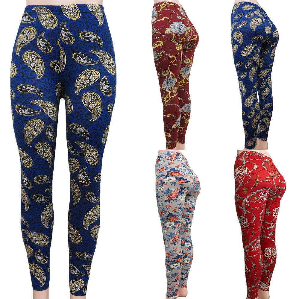 48 Pieces Stunning Leggings With Paisley, Floral And Artistic Designs - Womens Leggings