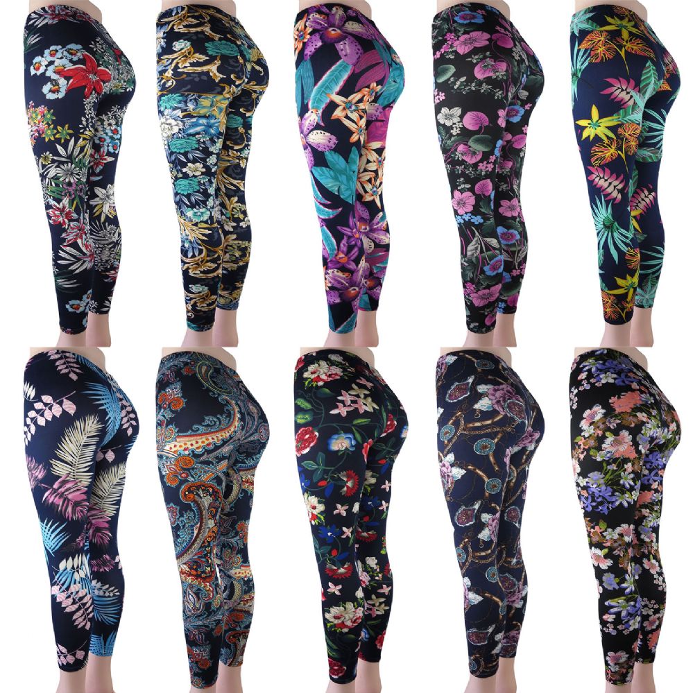 48 Wholesale Connie Leggings With Flower Designs