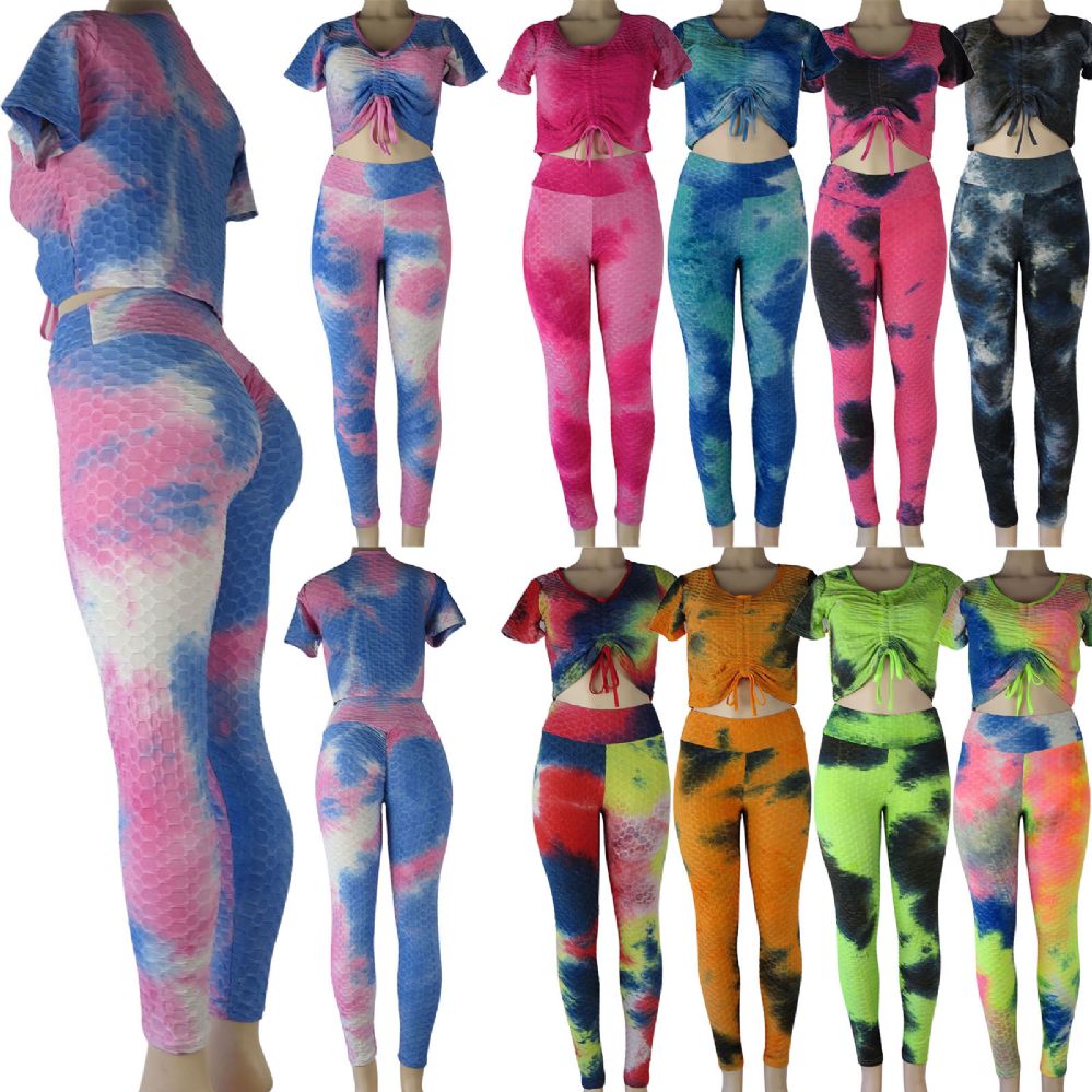 24 Pieces Dazzle High Waist Leggings Set With Assorted Tie Dye Patterns - Womens Leggings