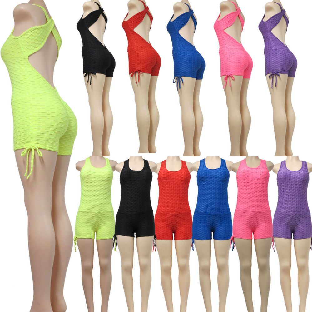 24 pieces of Wave Booty Shorts Jumpsuit In Solid Colors