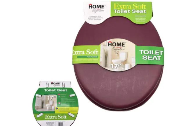 6 Pieces of 17 Inch Pvc Soft Toilet Seat Burgandy