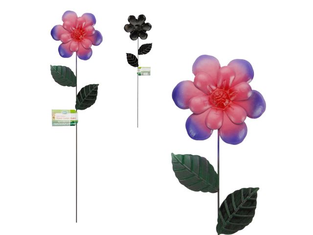 72 Pieces of Metal Garden Stake With Leaves, Purple Flower