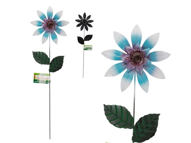 72 Pieces of Metal Garden Stake With Leaves, Blue Flower