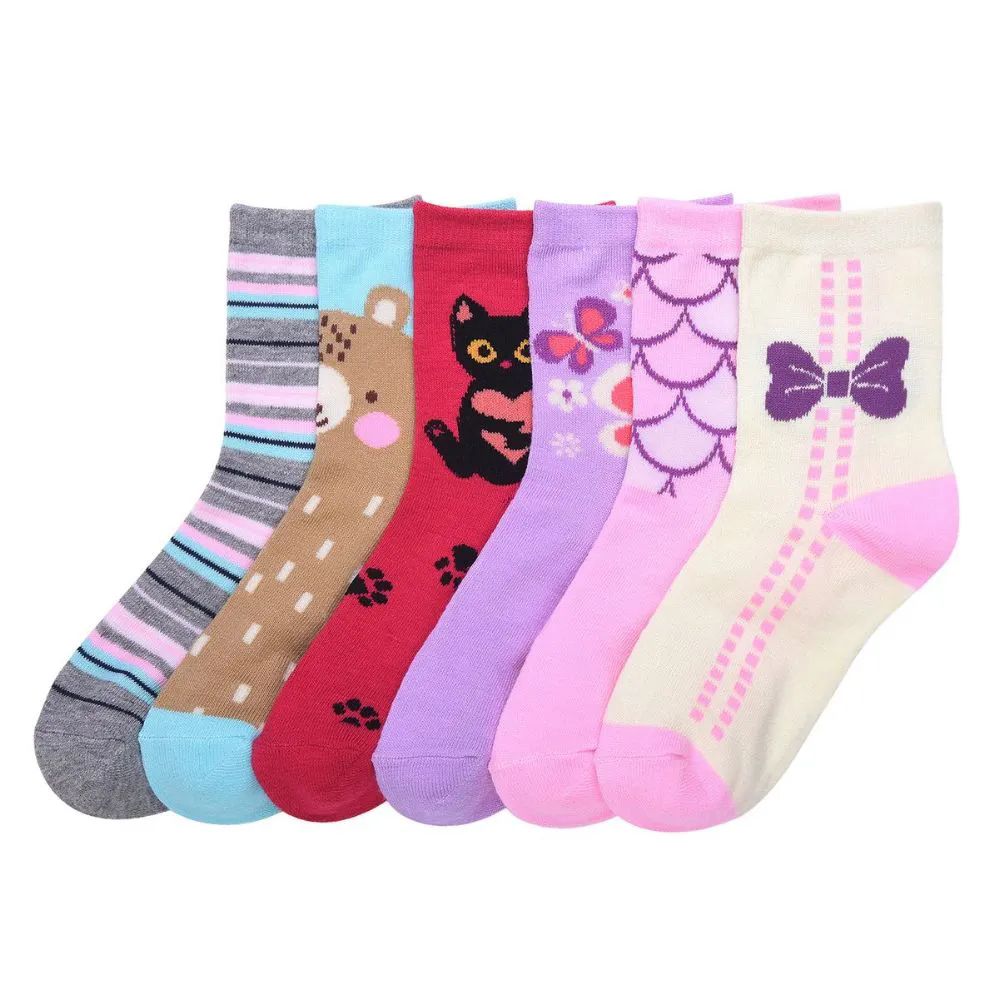 240 Wholesale Mopas Girl's Design Crew Socks 2-3