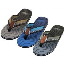 36 Wholesale Men's Wave Soft Sole Thong Sandals