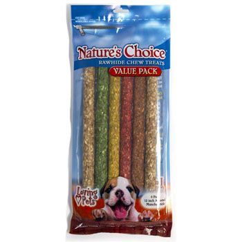 12 Pieces of Dog Rawhide Chew Treats 6pk 12 Inch Assorted Sticks Ref #4966