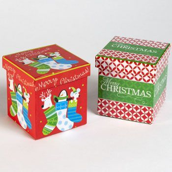 Small Christmas Gift Box Assorted Prints Pp 1.29