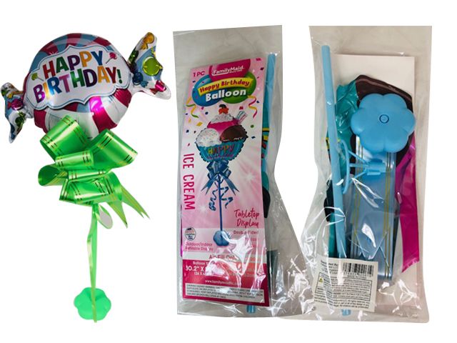 144 Wholesale Happy Birthday Balloon With Stand And Bow