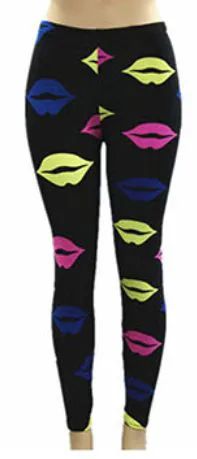 144 Wholesale Womens Leggings With Lips Design