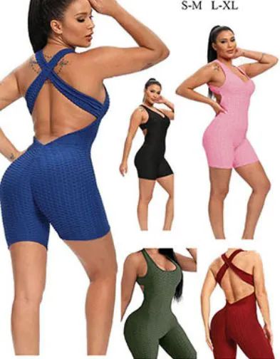 96 Pieces of Womens Scrunched Athletic Romper