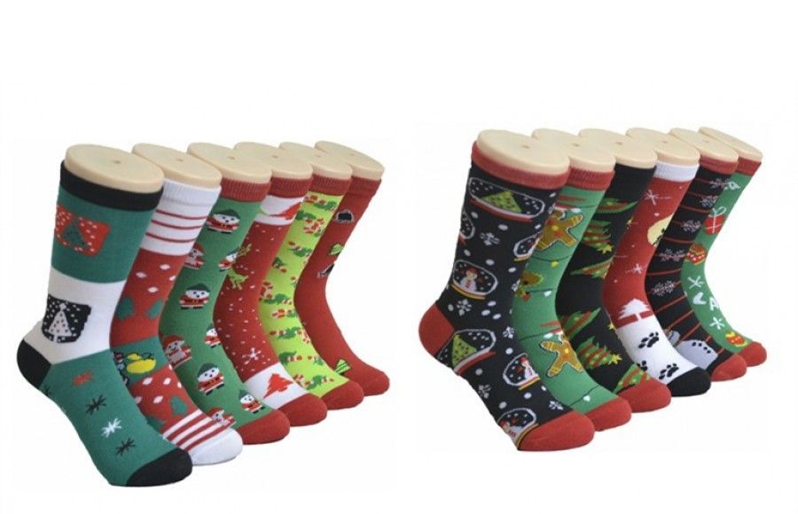 360 Wholesale Women's Christmas Print Crew Socks