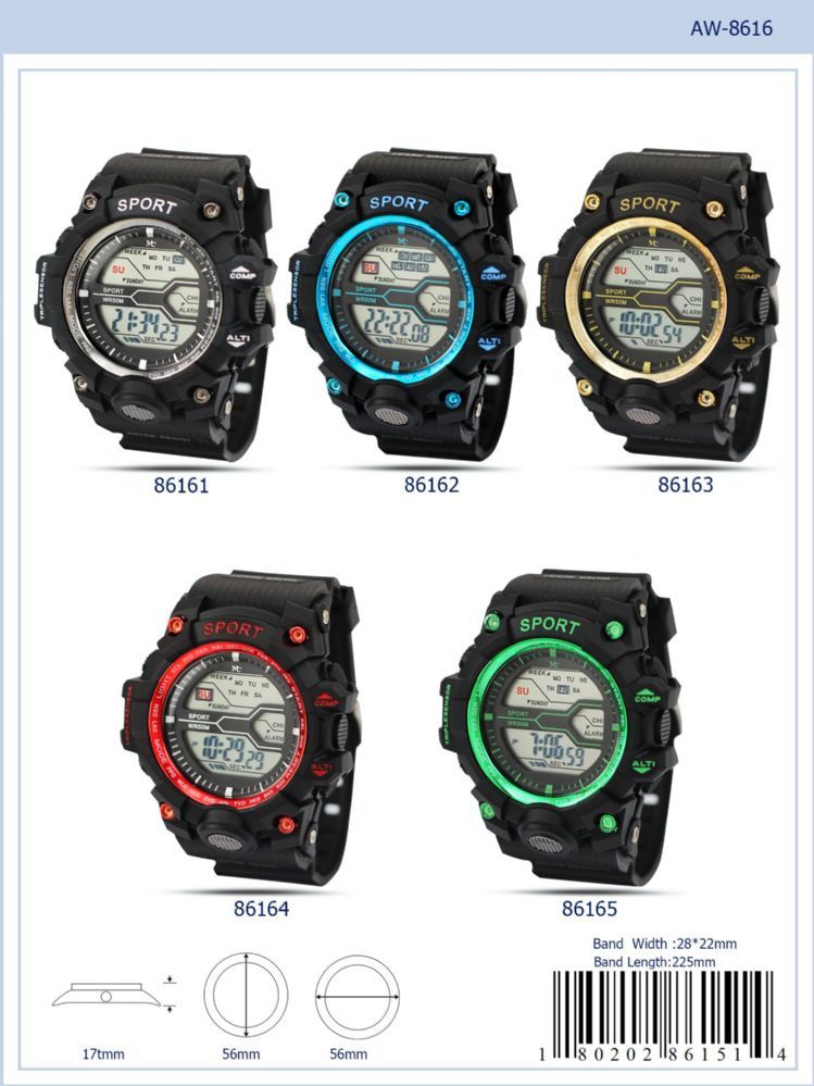 12 Pieces of Digital Watch - 86162 assorted colors