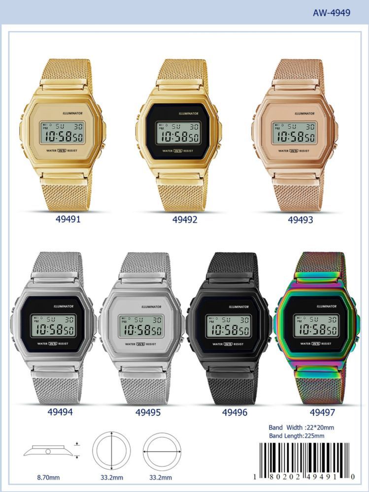 12 Pieces of Digital Watch - 49497 assorted colors