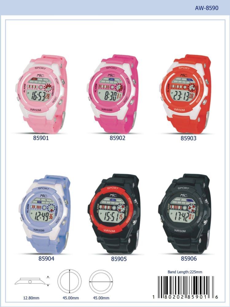 12 Pieces of Digital Watch - 85906 assorted colors