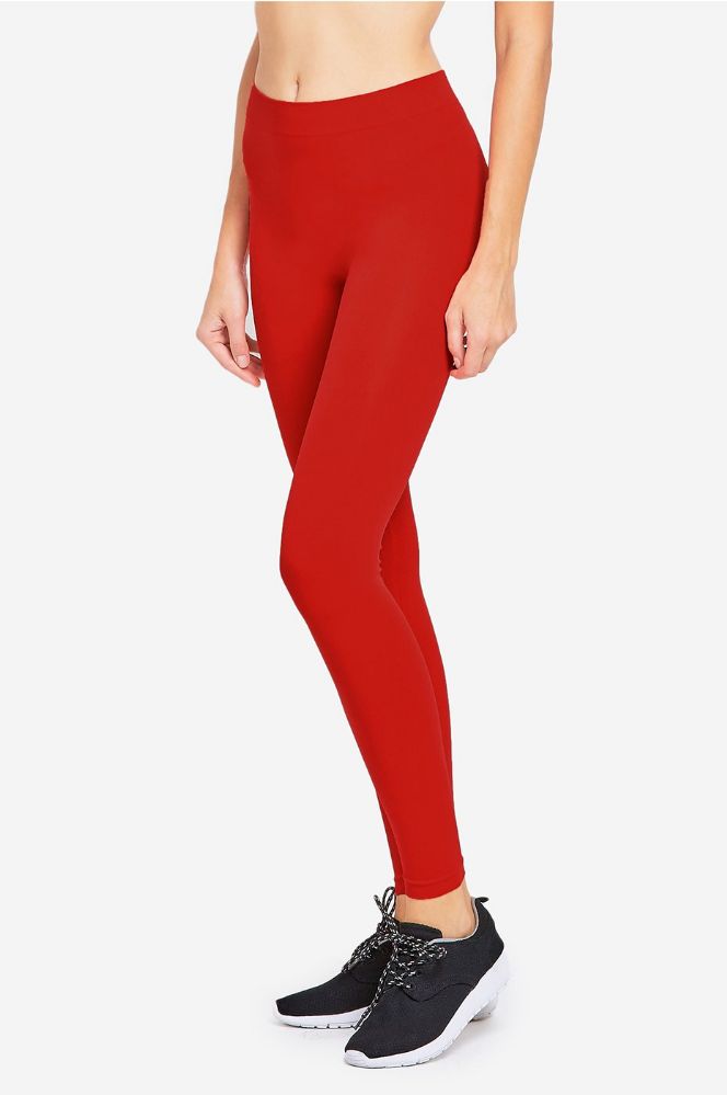 72 Wholesale Mopas Ladies Nylon Leggings Red - at 
