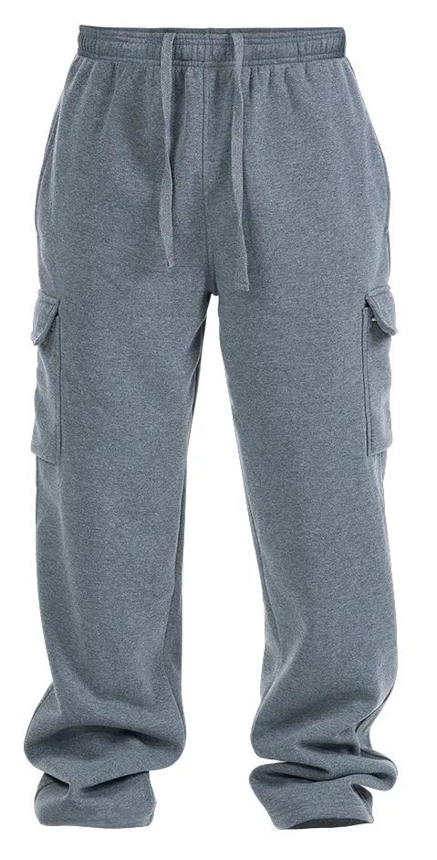 24 Wholesale Men's Soft Solid Straight Let Cargo Sweatpants Light Grey ...
