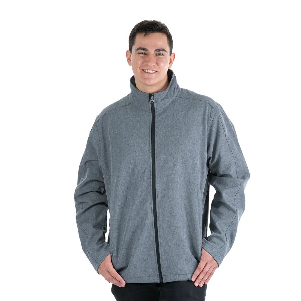 12 Wholesale Men's Solid FulL-Zip Mock Neck Lightweight Jacket Heather Grey Medium 12pcs