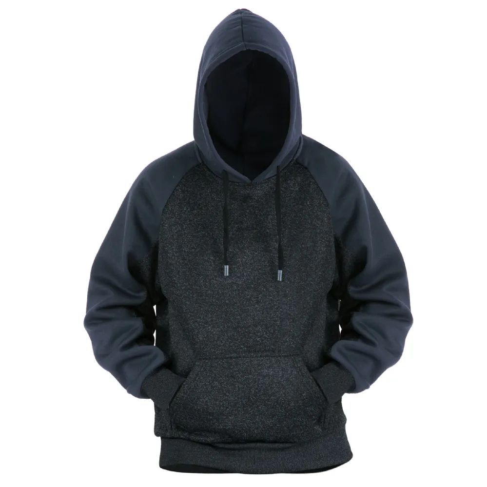 12 Wholesale Men's Colorblock Hooded Pullover Fleece Lined Sweatshirt Navy/black (S-2xl) 12pcs