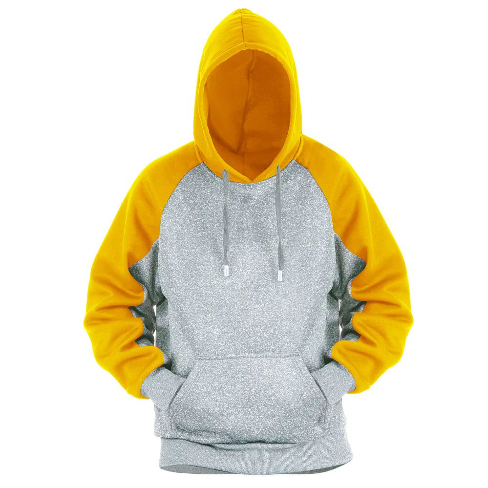 12 Wholesale Men's Colorblock Hooded Pullover Fleece Lined Sweatshirt Ginger/light Grey (S-2xl) 12pcs