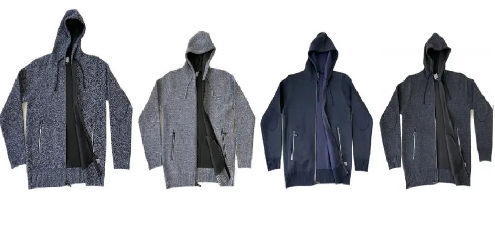 24 Wholesale Mens Fashion Full Zip Acrylic Hooded Sweater With Fleece Lining Assorted Color