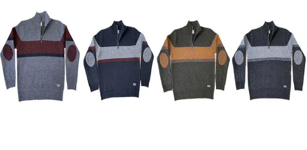 24 Wholesale Mens Fashion Acrylic Sweater With Fleece Lining Assorted Color