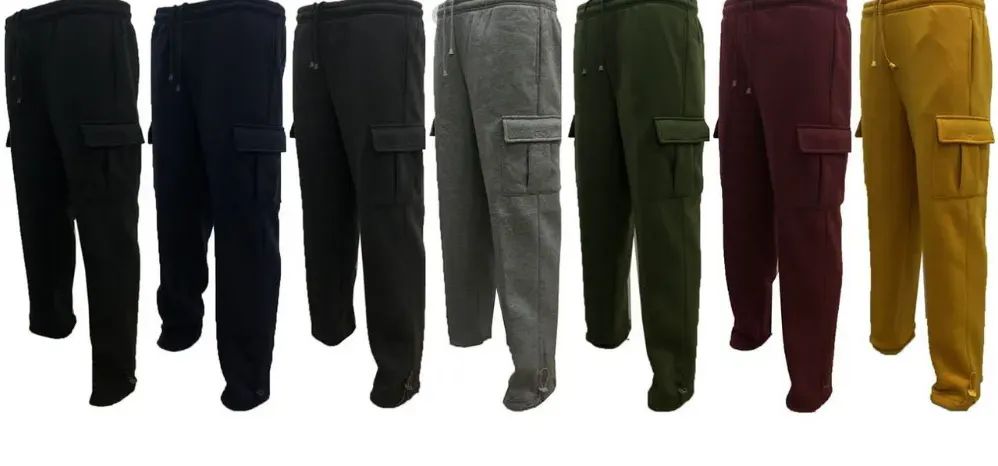 12 Pieces of Men's Fashion Cargo Fleece Pants In Burgundy Pack A