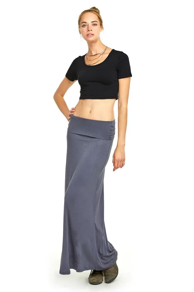 48 Wholesale Sofra Ladies Full Length A-Line Skirt -D.grey
