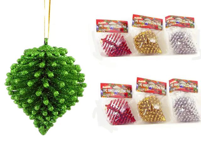 144 Pieces of Xmas 1 Piece Large Cone Pine 4 Assorted