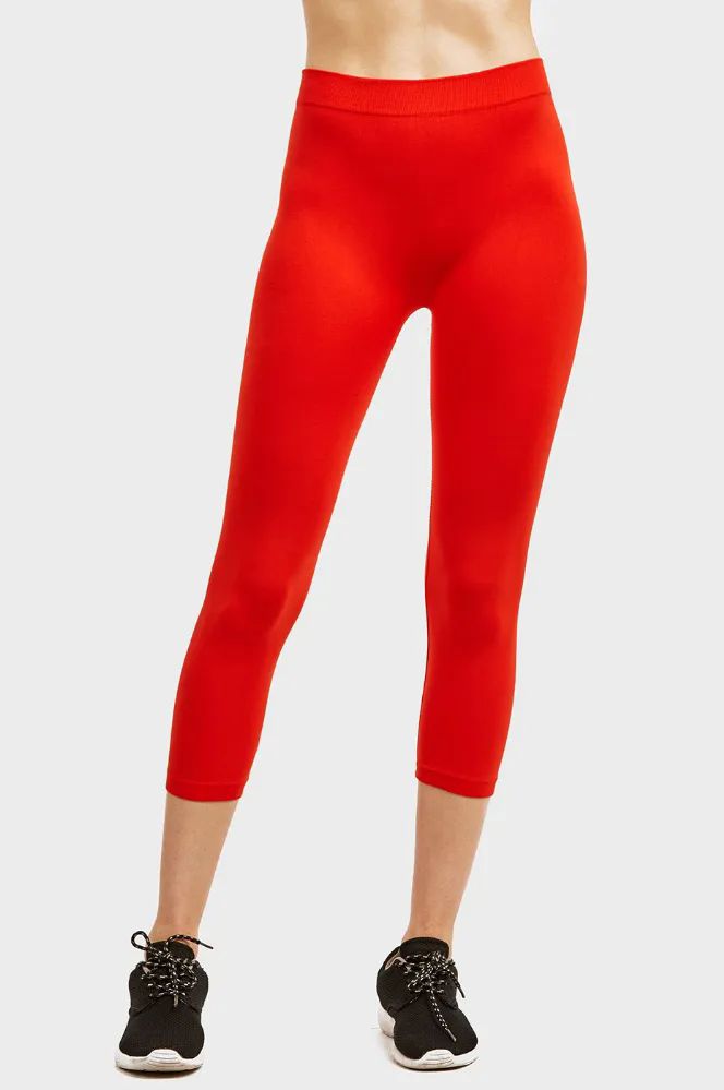 36 Pieces of Sofra Ladies Fleece Lined Leggings -D.red