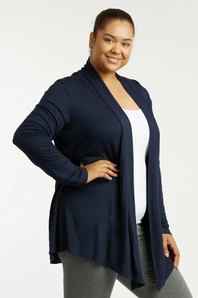24 Wholesale Sofra Ladies Rayon Cardigan Plus Size Navy - at wholesalesockdeals.com